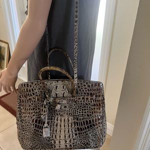 Brazilian Crocodile Embossed Handbag with Lock